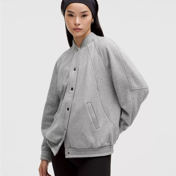 NEW LULULEMON Scuba Oversized Gray Varsity Jacket Plush - Super Cute! MSRP: $168 - Picture 4 of 16